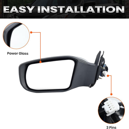 Left Driver Black Side Mirror Compatible with Nissan Altima 2013-2018 Sedan Power Glass/Non-Folding/Non-Heated Door Mirrors Outside Rear View Mirror Replace # 963023TH0A