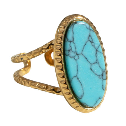 Geometric Oval Statement Ring for Women Open Band Wrap Finger Rings