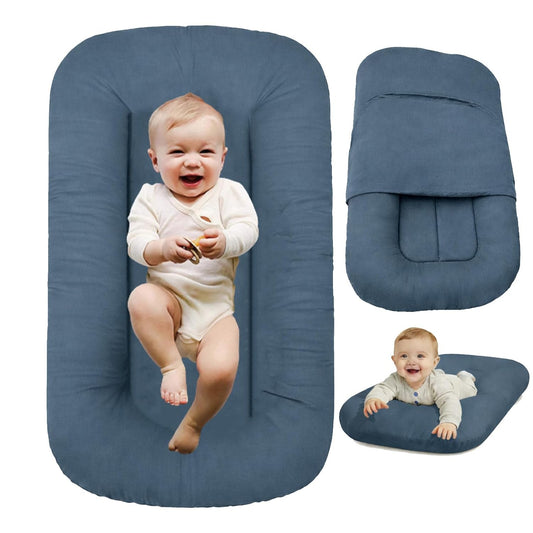 Baby Lounger 0-24 Months,Bionic Design Infant Lounger for Home and Travel with Cover,Breathable Baby Nest Waffle Fabric