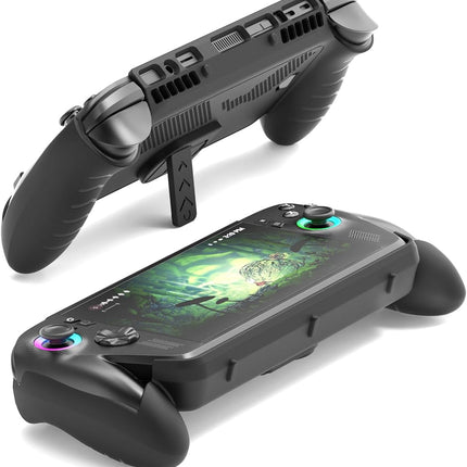Protective Case for ASUS Rog Xbox Ally X & Rog Xbox Ally 2025, TPU Cover with Kickstand for Gaming Handheld Cover Case Accessories, Anti-Collision,Non-Slip,Anti-Scratch Design,Black