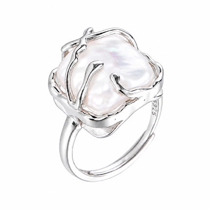 Irregular Baroque Ring for Women, Adjustable Statement Ring