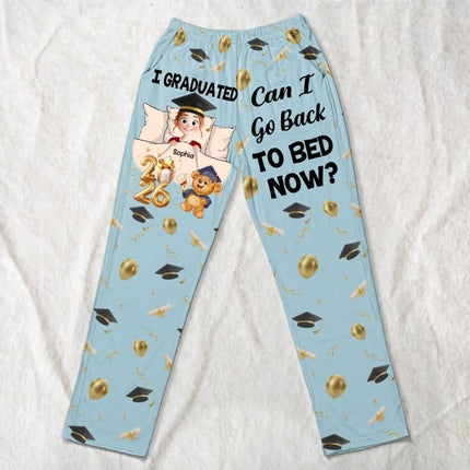 I Graduated Can I Go Back To Bed Now - Personalized Lounge Pants, I Graduated Can I Go Back To Bed Now Pajama Pants, Class of 2026 Graduation Custom Photo Sleep Pants for College Graduates Friends