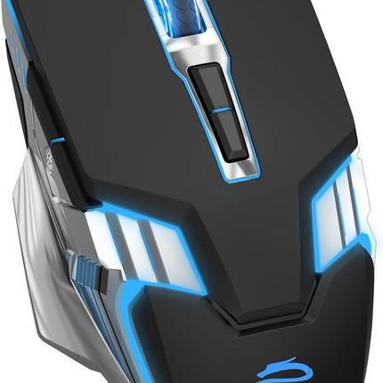 Bluetooth Mouse Wireless, Rechargeable,7 Buttons, Silent Click, Ergonomic, 7-Color Backlit, Multi-Device(2.4G/BT5.0/BT3.0), LED Light up Mice for Laptop, Computer, Mac, PC, Chromebook - Black