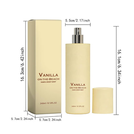Vanilla Beach Fragrance Spray, Natural Vanilla & Beach Scent, Long-Lasting Fresh Fragrance, Lightweight & Non-Sticky, Portable Body & Room Spray