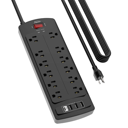 6 Ft Surge Protector Power Strip with 12 Outlets and 4 USB Ports