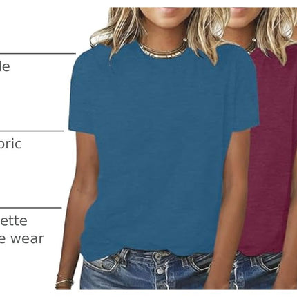 Womens 3 Pack Basic T Shirts Summer Tops 2026 Fashion Short Sleeve Comfy Casual Vacation Tees