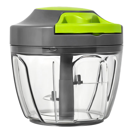 Manual Food Processor & Vegetable Chopper, Hand Pull String Garlic Mincer Onion Chopper Dicer for Salsa Pesto Guacamole, 3 Stainless Steel Blades, 500ml White