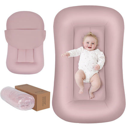 Baby Lounger for Newborn, 0-24 Months, Soft Cotton, Infant Lounger for Home and Travel, Portable Playtime Baby Nest, Including Cover(Pink), Pallet of Product