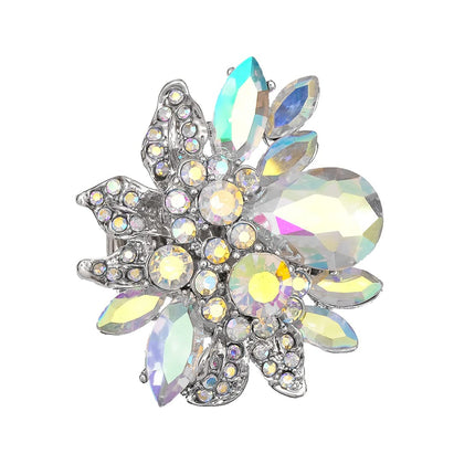 Luxury Froral Cocktail Statement Rings Stretch Adjustable Ring