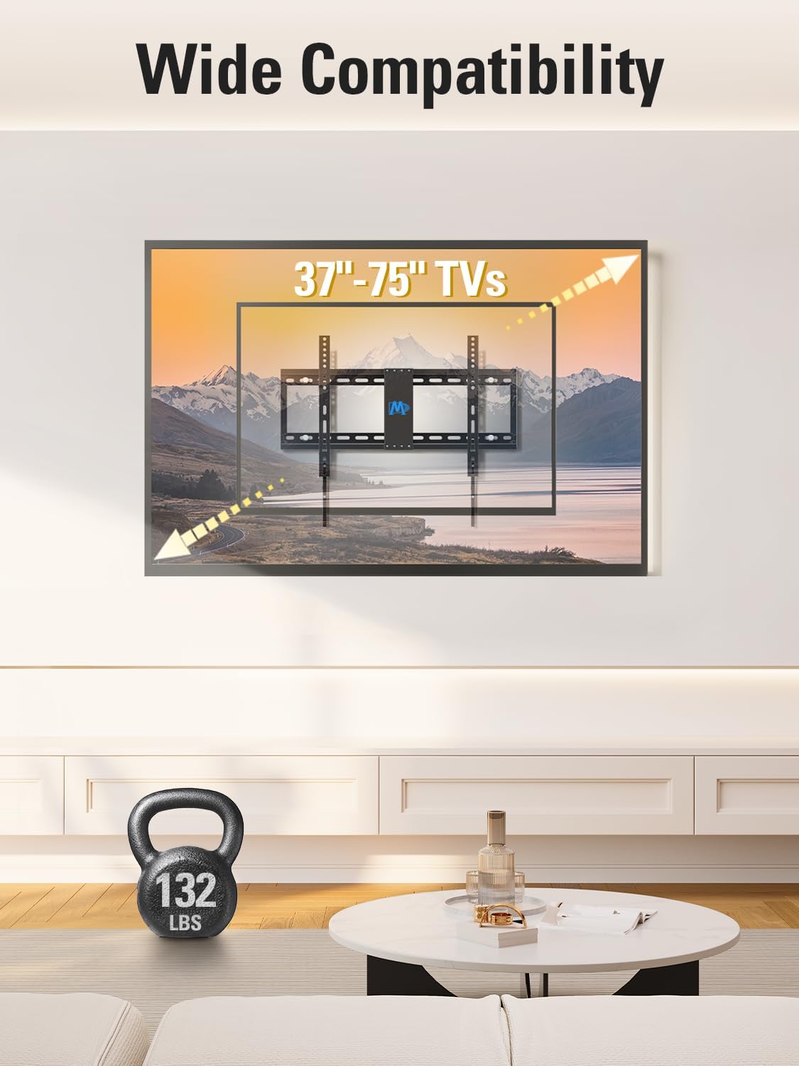 TV Wall Mount for Most 37-75 Inch TVs, Universal Tilt TV Mount Fit 16", 18", 24" Stud with Loading - photo 3