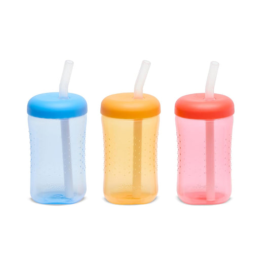 Squeeze & Sip Toddler Straw Cups - Squeezable Transition Sippy Cup with Silicone Straw - Toddler Feeding Supplies 