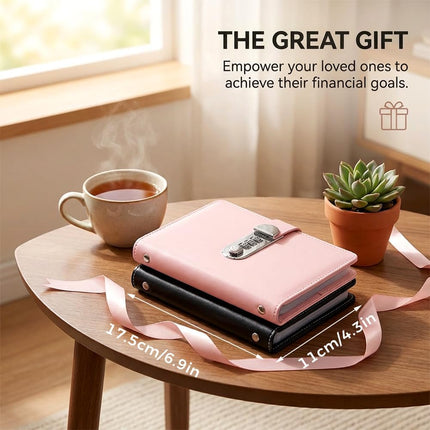 100 Envelope Savings Challenge Book with Password Lock, Money Savings Challenge, A5 Money Saving Budget Binder with Cash Envelopes, Fun to Reach Your Savings Goals (Black)