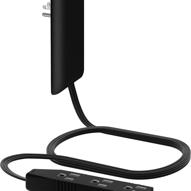 Flat-Face Outlet Extender with 3 Receptacles, Ultra-Thin Wall Plate Plug with Cord Extender and 3-Outlet Power Strip