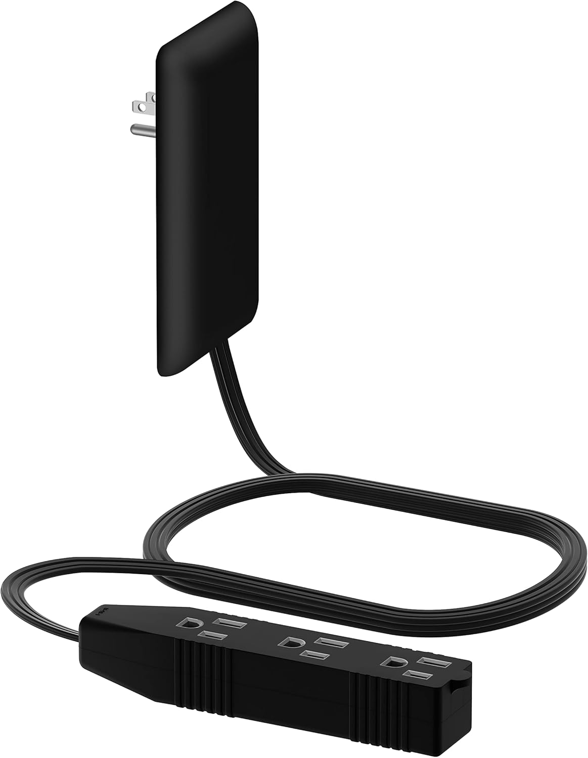 Flat-Face Outlet Extender with 3 Receptacles, Ultra-Thin Wall Plate Plug with Cord Extender and 3-Outlet Power Strip