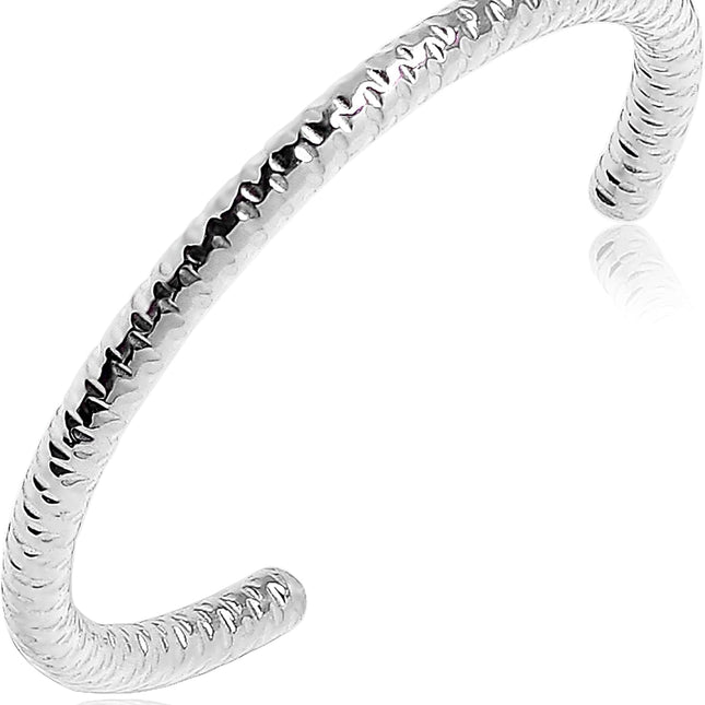 Adjustable 925 Sterling Silver Sparkle Stackable Toe Ring for Women