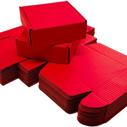 50 Pcs 4.7 x 4.7 x 1.6 Inches Mini Size Corrugated Cardboard Gift Boxes Recyclable Shipping Boxes for Packing Jewelry Ornament Gift Craft Packaging Supplier (Red)