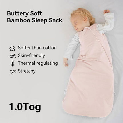 BubblePanda Rayon Made from Bamboo Sleep Sack 0-6 Months 1.0 Tog Soft Toddler Sleeping Sack 3-6 Months for Infant Newborn Babies 2-Way Zipper Baby Wearable Blanket 0-3 Months