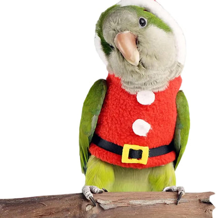Bird Clothes Birds Flight Suit, Christmas Hoodie for Parrots Cockatiel Sun Conure Christmas Party Cosplay Photo Prop Bird Small Animals Apparel (Without Diaper,Green-cheeked Conure) Red