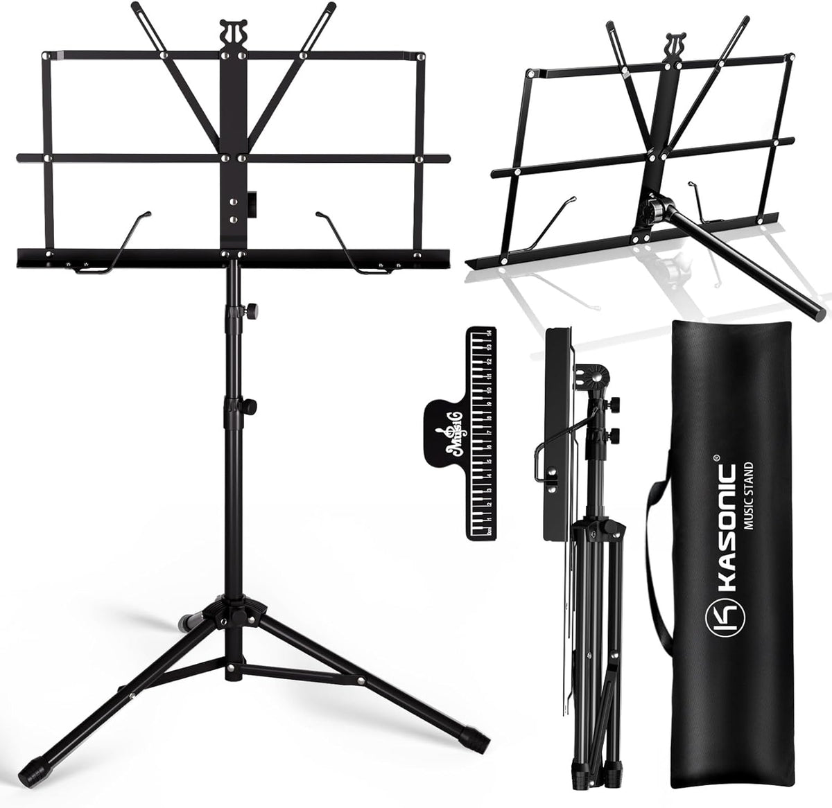 Music Stand, 2 in 1 Dual-Use Folding Sheet Music Stand & Desktop Book Stand, Portable Lightweight with Music Sheet Clip