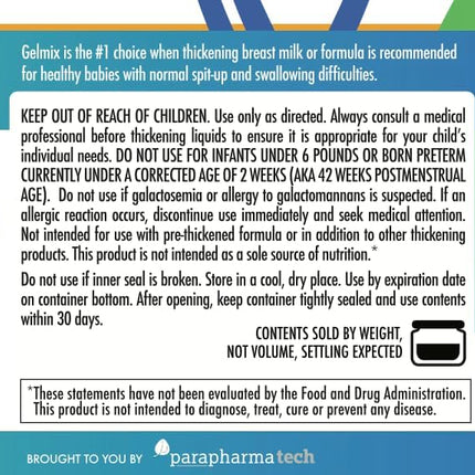 Gelmix Infant Thickener for Breast Milk & Formula, 4.4 oz Jar