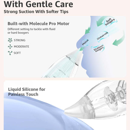 GROWNSY Nasal Aspirator for Baby, Electric Baby Nose Sucker with Larger Suction Chamber and More Powerful Suction, Automatic Nose Cleaner with Music and Light Soothing Function