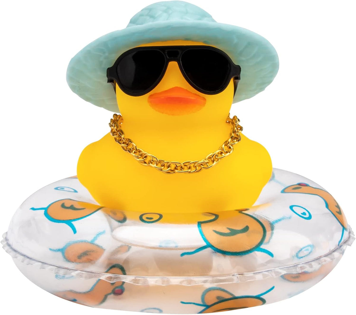 Car Duck Dashboard Decoration, Rubber Duck Car Ornament for Dashboard Decoration Accessories with Mini Bow Tie Gold
