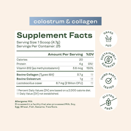 Bovine Colostrum Powder with B-12 — Gut & Immune S