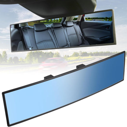 JOYTUTUS Rear View Mirror, Universal 11.81 Inch Panoramic Convex Rearview Interior Clip-on Wide Angle Mirror to Reduce Blind Spot Effectively for Car SUV Trucks - Blue