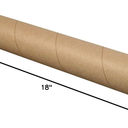 Box USA BP3018K Mailing Tubes with Caps, 3" x 18", Kraft (Pack of 24)