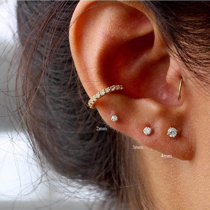 3Pairs CZ Stud Flat Screw Back Earrings for Women Multiple Piercing,Dainty Flatback Cubic Zirconia Cartilage Earring Stud,Helix Tragus Conch Piercing Jewelry