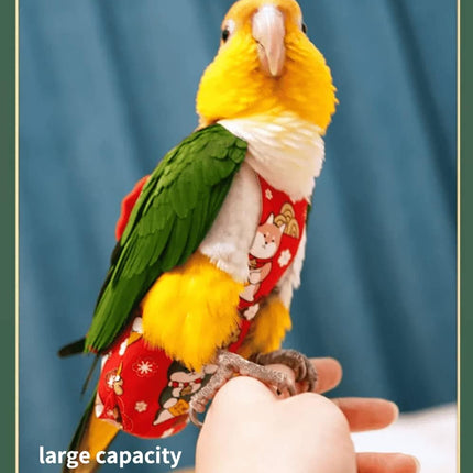Bird Flight Suits Diapers, Parrot Diapers for Monk Parakeets, Cockatiels, Parrot Clothes Costume, Bird Training Nappy Suit Liners Clothes (Large,Light Pink)
