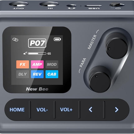 Multi Effects Guitar Processor, ANN Amp Modeling & IR Cabinet Simulation, 80 Presets, Clip-on Design, USB OTG Audio Interface Portable Effects Processor for Electric Guitar & Bass
