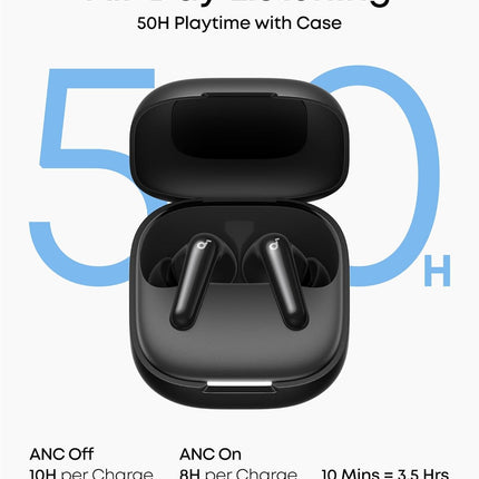Translation Earbuds, Real-Time Adaptive Noise Cancelling, Hi-Res Sound, 50H Playtime, Wireless Earbuds, Bluetooth Earphones, Spatial Audio, Fast Charging, IP55 (Black)