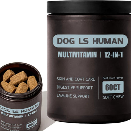 dog is human Multivitamin for Dogs-Healthy Skin & Coat, Aids Digestion & Boosts Immunity(60 Chews)