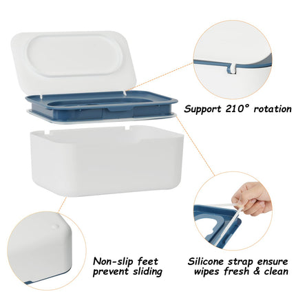 2 Pack Wipes Dispenser, Wipe Holder for Baby & Adult, Seposeve Refillable Wipe Container, Keeps Wipes Fresh, One-Handed Operation. Non-Slip, Easy Open/Close Wipes Pouch Case(2 Blue)