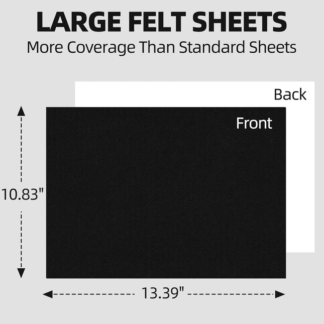 6PCS Large Self Adhesive Felt Sheet, 13.4"x10.8", 2mm Thick Stiff Black Felt Fabric Sheets