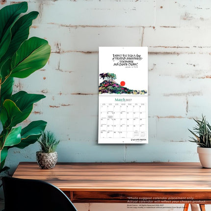 Live with Intention | 2027 7 x 14 Inch (Hanging) Monthly Mini Wall Calendar | Featuring the Artwork of Renee Locks | Brush Dance | Art Paintings Inspiration Motivation