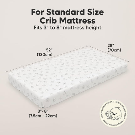 KeaBabies 2-Pack Organic Crib Sheets for Boys, Girls - 52x28 Fitted Crib Mattress Sheet Neutral, Breathable Jersey Cotton Cover for Baby Bed, Toddler Mattress, Soft & Cute Prints (ABC Land Sky)