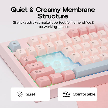 EPOMAKER Aula S102 PRO Membrane Gaming Keyboard with TFT Screen, Volume Knob & Number Pad, BT/2.4G/USB, RGB Backlit, Creamy Silicone Structure, Silent Keyboard for PC Game/Office (Pink)