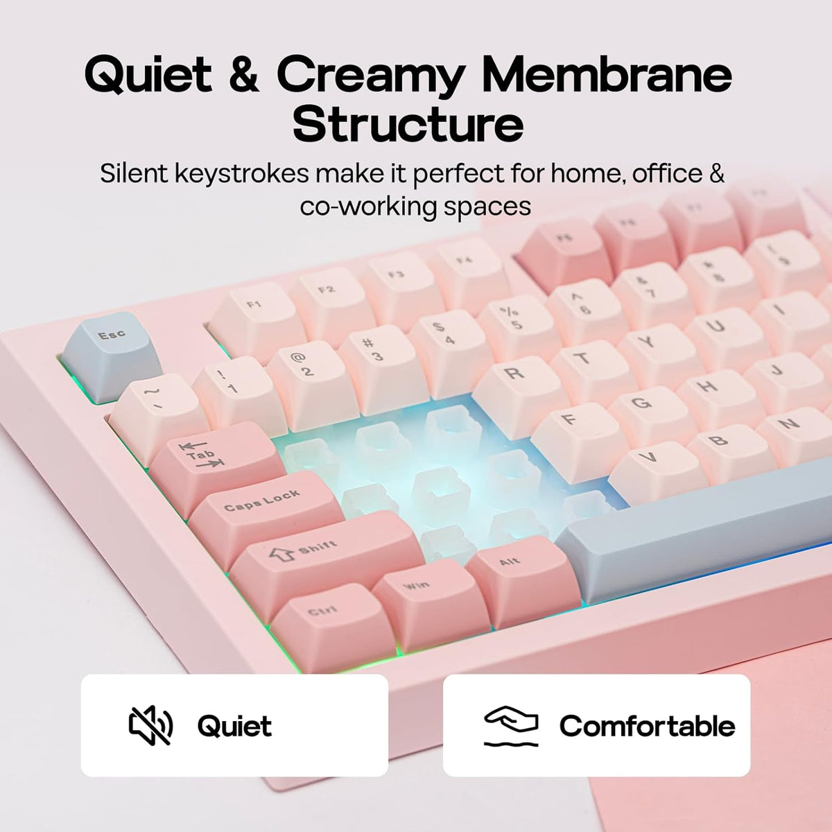 Pink Membrane Gaming Keyboard with TFT Screen, Volume Knob & Number Pad - photo 4