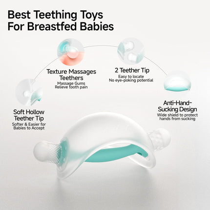 Garkoko Baby Teething Toys, No-Drop Silicone Baby Teether Toy for Babies 3-6 Months & 3-18 Months, BPA-Free Infant Teether for Teething Relief