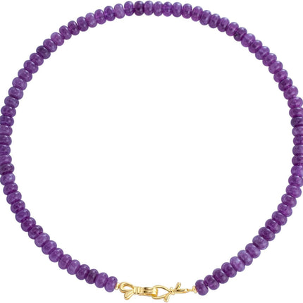 NLIEO Rainbow Colorful Gemstone Beaded Choker Necklace for Women 14K Gold Bow Birthstone Beads Chokers 18inches