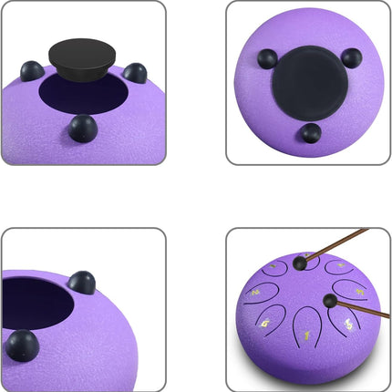 REGIS Steel Tongue Drum 6 Inch 8 Notes, Rain Drum Style Calming Percussion Instrument for Relaxation & Meditation, Musical Gift for Adults & Beginners(Lavende)