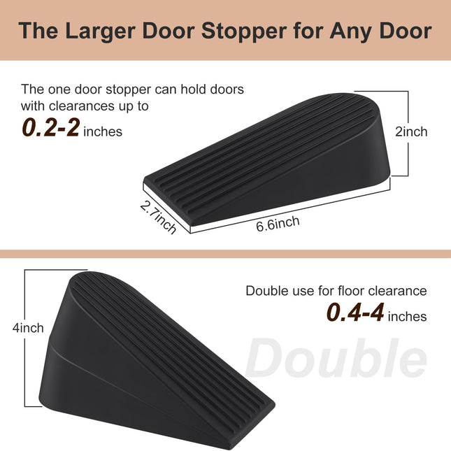 Big Door Stoppers for Bottom of Door on Floor, Premium Big Rubber Door Stop Wedge, Floor Sturdy - photo 2