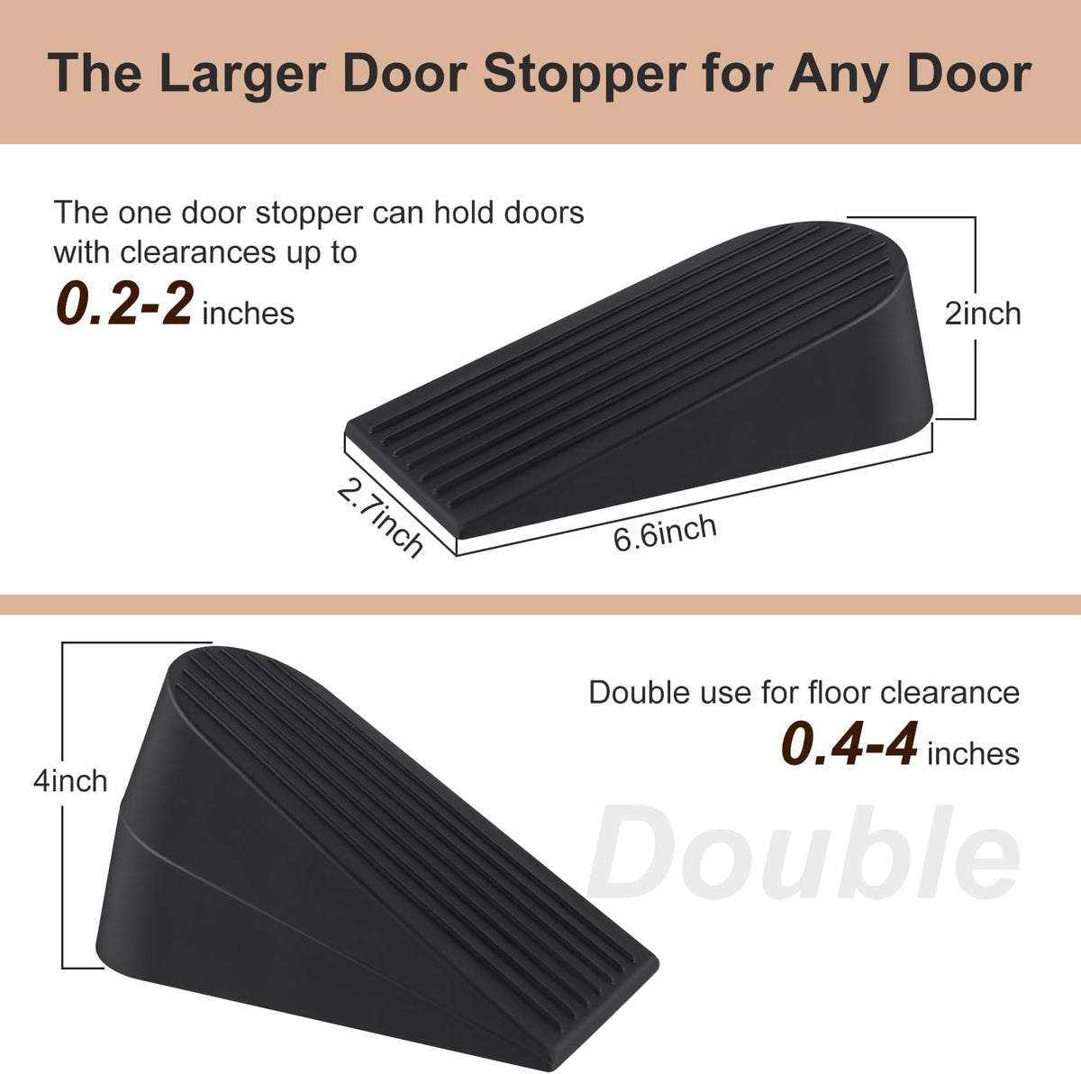 Big Door Stoppers for Bottom of Door on Floor, Premium Big Rubber Door Stop Wedge, Floor Sturdy - photo 2