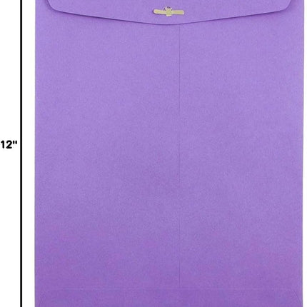 JAM PAPER 9 x 12 Colored Envelopes with Clasp Closure - Violet Purple Recycled - 25/Pack