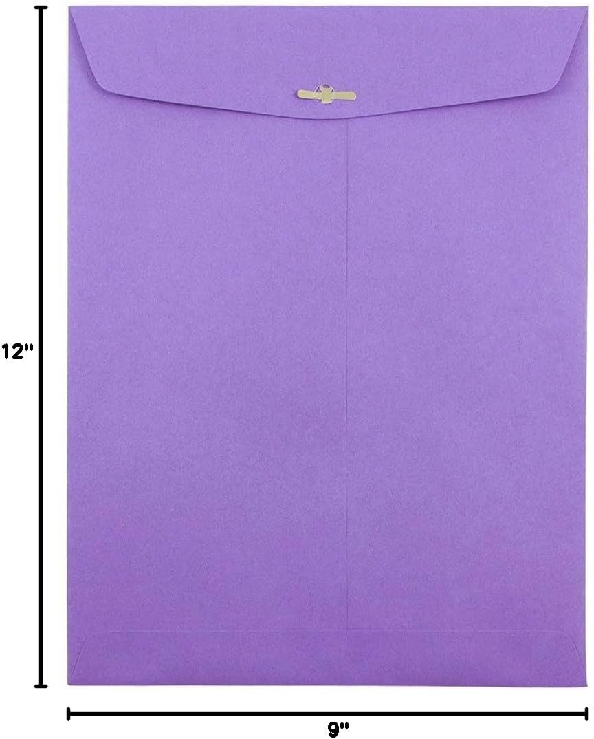 9 x 12 Violet Purple Recycled Clasp Envelopes, 25 Pack - photo 3
