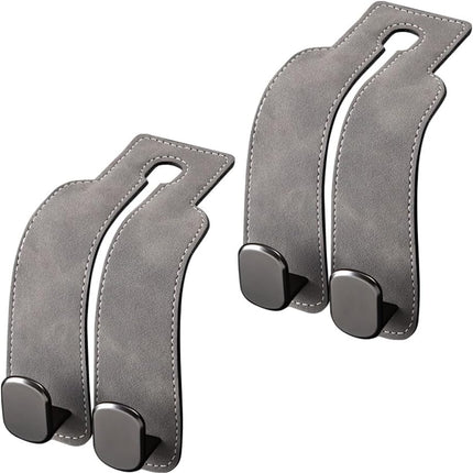 Car Seat Back Double Hook, Car Headrest Hook for Purses and Bags, Durable Hanging Hooks for Handbags, Groceries, and Accessories, Tidy Car Organizer (Grey*2)