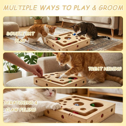 Cat Scratch Puzzle Enrichment Box, Maze Cat Scratch Puzzle Box & Sandpaper Inside, It's A Stress-Free Alternative to Trimming Your Nails