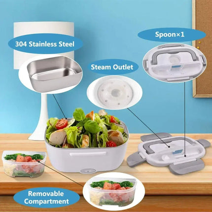 2-in-1 Electric Heating Lunch Box power cord and USB heating connection detail